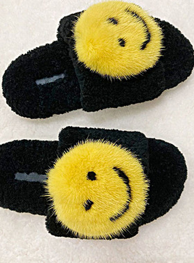 纯羊羔毛皮毛一体欧阳娜娜同款水貂毛笑脸外穿一字懒厚底毛毛拖鞋
