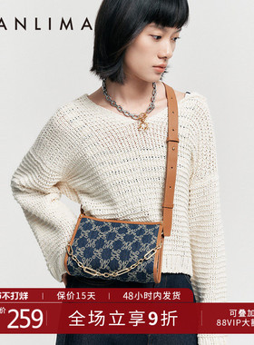 新年礼物万里马丹宁牛仔托特包送女生礼物链条斜跨通勤单肩手提包