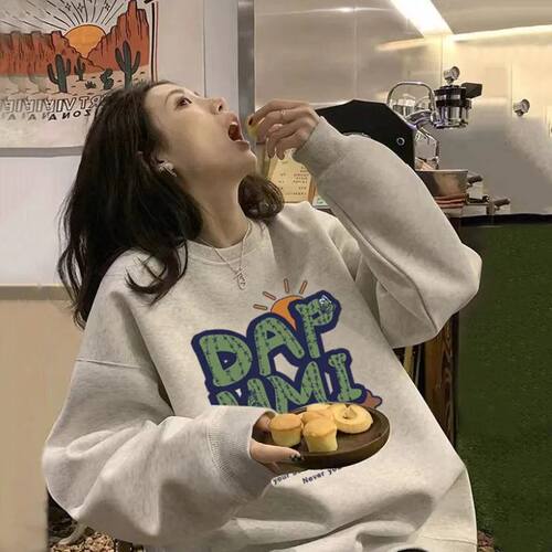 重磅华棉圆领卫衣女冬季加绒加厚