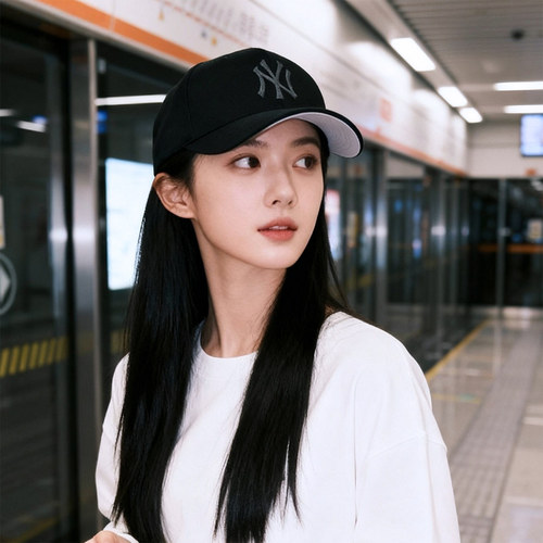 低调ny硬顶棒球帽逛街纯黑色男女