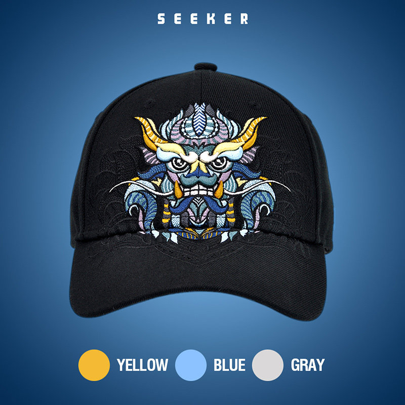 正品seeker帽子 3D刺绣麒麟中国风棒球帽 潮牌鸭舌帽男女老虎头龙
