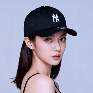 女帽刺绣小标NY鸭舌帽 47brand硬顶棒球帽寂静黑弯檐帽ins2026新款