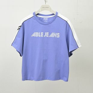 纯棉夏季 短袖 圆领套头T恤衫 特价 露脐装 JEANS女体恤衫 短款 潮 ABLE