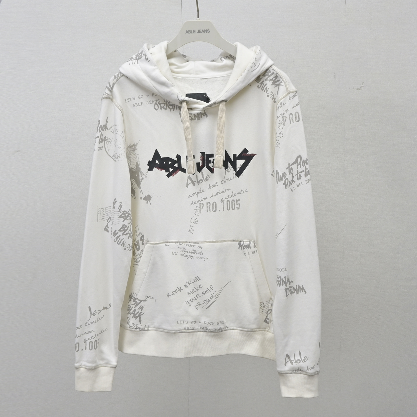 男士连帽套头密织毛圈布卫衣印花