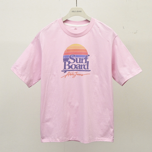 体恤衫 减龄粉色国潮t恤ABLE 纯棉印花圆领短袖 夏季 T恤 JEANS男女款