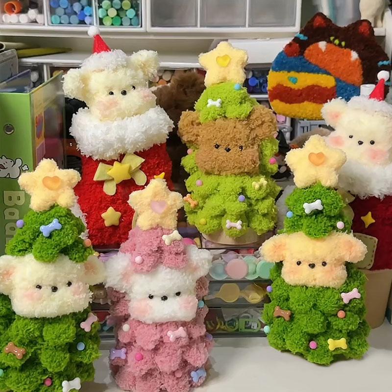 新款圣诞树珊瑚绒扭扭棒小狗礼物diy材料自制圣诞节手工扭扭棒
