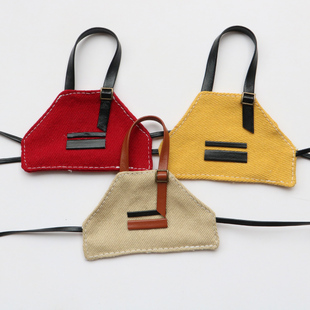 labubu围裙10cm玩偶公仔牛仔围裙娃衣迷你格子棉花娃娃换装自嘲熊