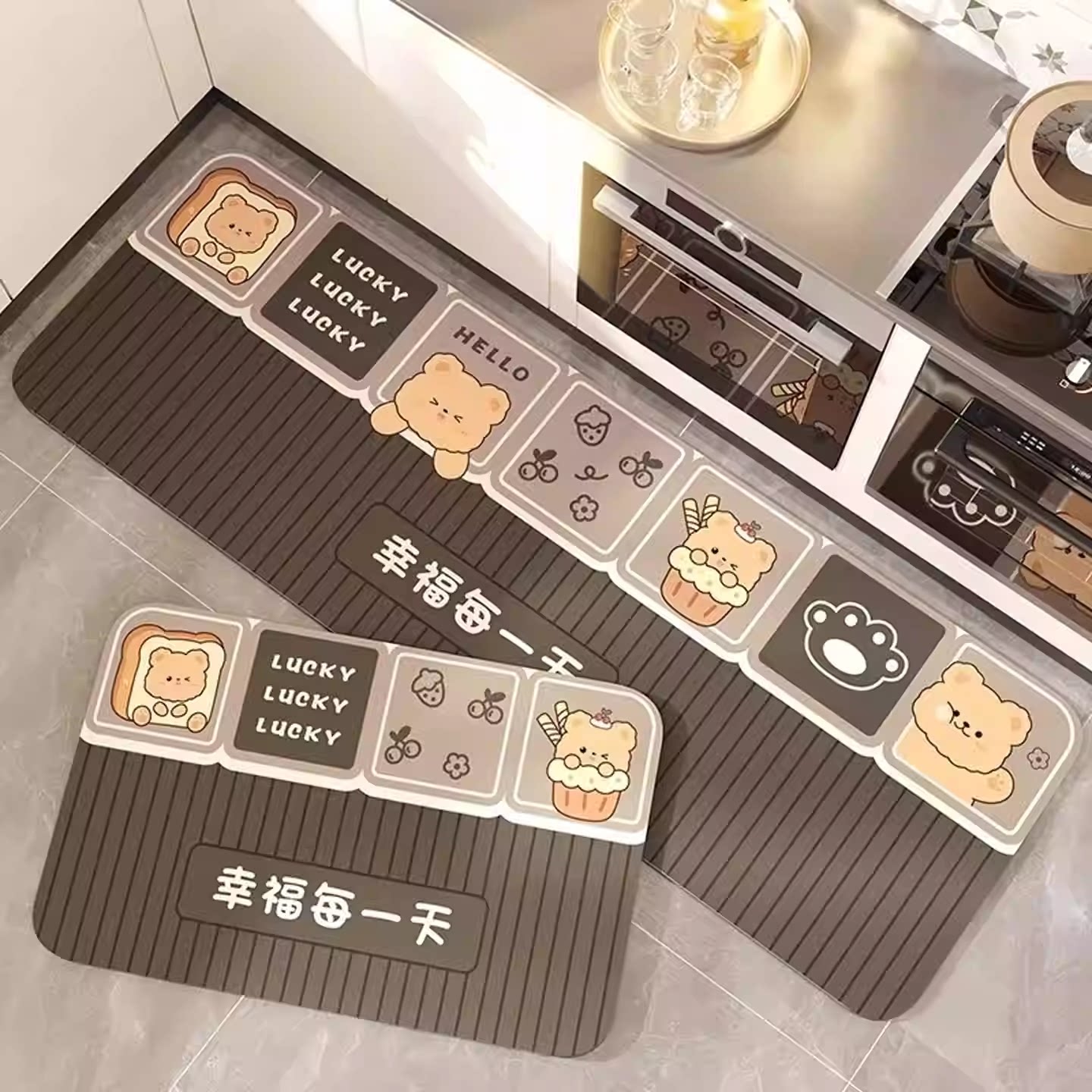 硅藻泥厨房地垫防滑防油可擦耐脏免洗专用脚垫吸水卡通地毯可裁剪