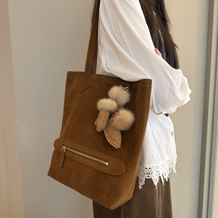 头层磨砂牛皮托特包单肩手提包