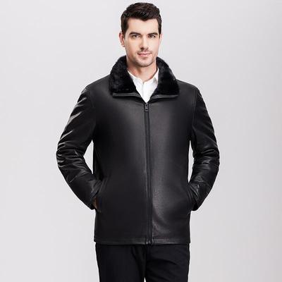 进口鹿皮真皮皮衣男兔毛内胆