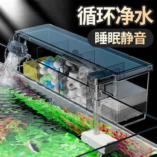 鱼缸上置透明分隔过滤盒净水循环三合一过滤器小鱼缸壁挂式滴流盒
