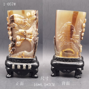 重庆特产非遗手工艺品垫江牛角立体浮雕刻笔筒摆件纪念品礼物多款