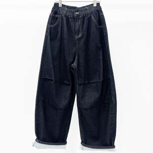 显瘦个性 2025冬季 松垮萝卜裤 CHYY松紧腰宽松牛仔女老爹裤 休闲 新款