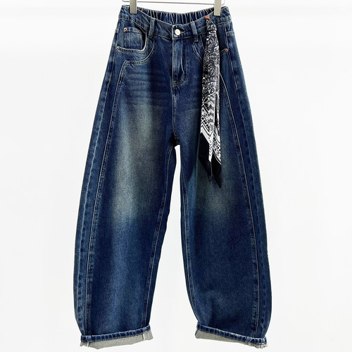 新款大码显瘦牛仔女香蕉裤蓝色潮