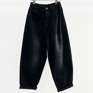 欧货垮裤 2025秋季 松垮显瘦休闲萝卜裤 黑色牛仔女宽松老爹裤 潮 新款