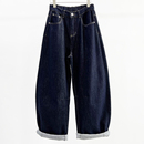 牛仔女阔腿香蕉裤 大码 2025秋季 弯刀裤 潮 新款 牛道途普蓝色宽松大版