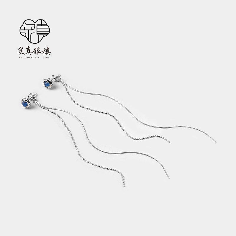 925纯银耳线女士流苏红玛瑙耳钉耳环2026巨好看新中式耳饰高级感