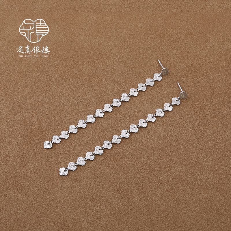 990足银平安锁耳环女新中式流苏