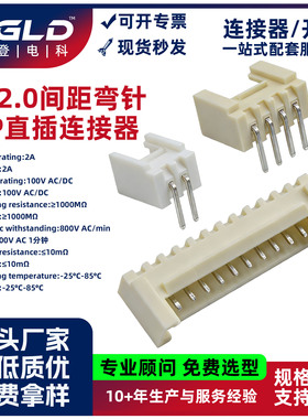 接线端子wafer母针座米白耐高温袋装hy2.0phb直插弯针接插件2-12p