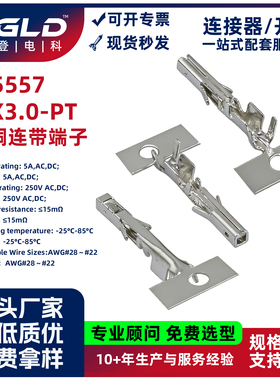 MX3.0mm间距 小5557端子连带压接PT连绕母端子磷铜镀锡端子线配件