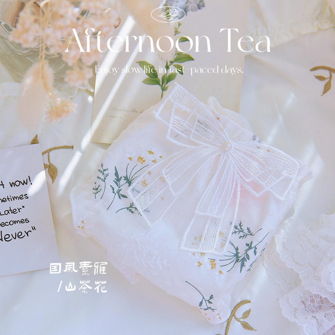 清雅森系碎花蝴蝶结牛奶丝女内裤