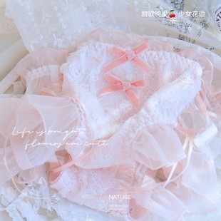 纯欲风甜美爆棚软妹花边蕾丝带中腰女生内裤 樱桃茉莉 夏透气棉裆