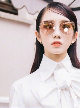 孟美岐同款BVLGARI墨镜女新款无框猫眼简约BV6130宝格丽太阳眼镜