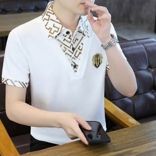 夏季男士短袖Polo衫时尚欧版翻领T恤青年潮流帅气半袖体恤上衣服