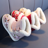 古风绣花鞋 儿童汉服鞋 棉靴加绒拜年鞋 子女童马面裙鞋 2025冬季 新款