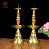 中式 合金烛台蜡烛家用家居摆件香烛台供佛灯婚庆礼仪道具莲花复古