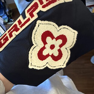 高街头潮牌纯棉上衣 T恤女夏2026新款 美式 复古毛巾绣花瓣字母短袖