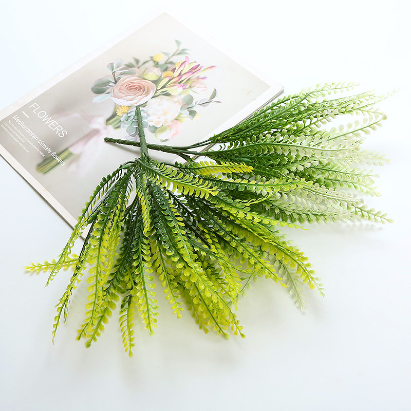 田园仿真绿植园艺植物墙配材假花插花塑料草单支7头凤尾草