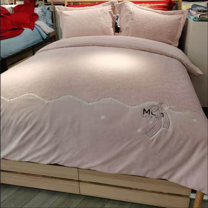 多喜爱美眠康牛奶绒四件套1.8新专柜2024浪漫牛奶绒套件少女蝶结