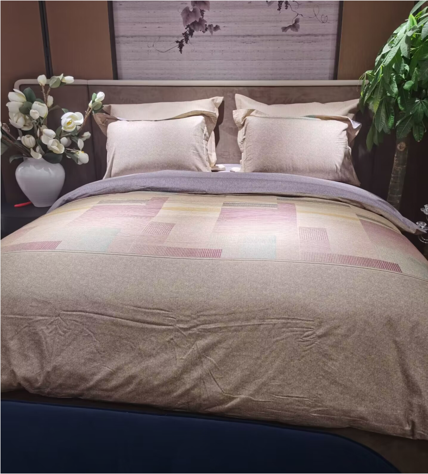 多喜爱美眠康纯棉磨毛四件套2023新秋冬加厚磨毛套件简约条纹浮影