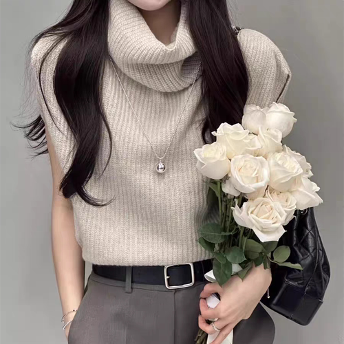 设计感~小众绝美~羊绒高翻领马甲