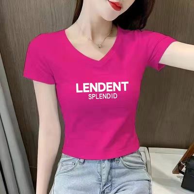 玫红色短袖t恤女2024年夏季修身短款高腰露脐洋气减龄辣妹上衣潮