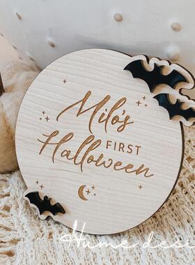 Halloween定制名字儿童万圣节蝙蝠装饰挂件牌子礼物拍照道具礼物