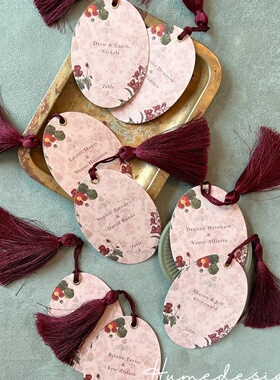 定制婚礼宴会生日年会席位卡桌卡宾客名卡 Place Card流苏卡片