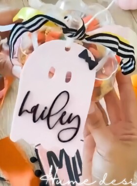 ins儿童名字定制万圣节幽灵挂件装扮节日装饰挂牌企业logo回礼物