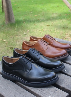 固特异复古商务休闲真皮大头皮鞋百搭英伦手工男士实心底大码46