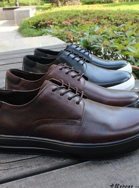 外贸原单手工鞋男士商务简约复古圆头休闲欧美头层牛皮真皮大码46