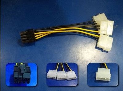 3组(大4P与SATA)转8PIN显卡PCI-E  18AWG 0.85平