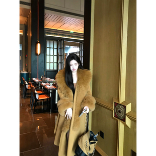 【世家贵女】MISS CHANGE/进口90澳毛10羊驼毛千金重工真毛领大衣
