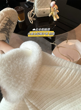 MISS CHANGE【怒囤暖炉裤】怕冷B入！保暖加貂绒加厚针织阔腿长裤