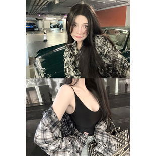 MISS CHANGE【破碎感美人】手工针撕破重工蕾丝复合男友衬衫2024