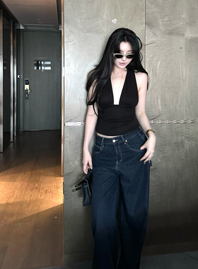 【致命安娜】MISS CHANGE/纯欲辣妹挂脖吊带背心V领露背无袖上衣