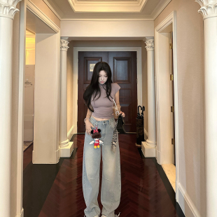 高腰宽松显瘦直筒牛仔裤 CHANGE MISS 阔腿裤 蓝屿漫迹