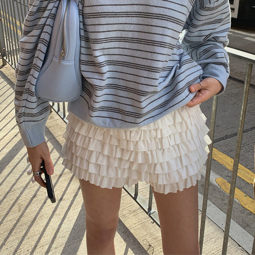 AKHG韩系少女感防走光木耳边短裤