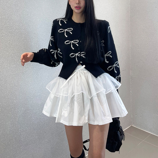 韩系风仙气欧根纱蛋糕短裙甜美少女小个子高腰蓬蓬半身裙系带纱裙