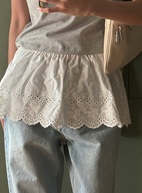 白色刺绣半身裙女2025新款韩版a字短裙高腰小个子裙子气质裙帘